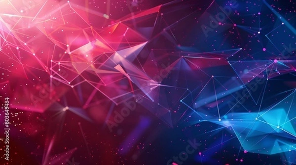 Fototapeta abstract blue and red light with digital connecting dots decoration, with space and gaming background wallpaper