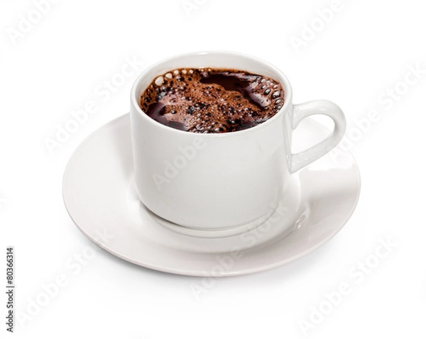 Obraz isolated white cup of hot chocolate.