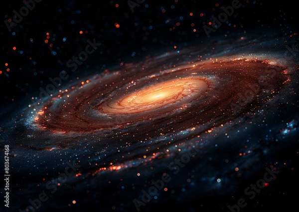 Fototapeta Andromeda galaxy, a photo of the spiral and red gas cloud of The Milky Way's galaxy. In black background.