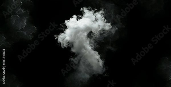 Obraz White smoke cloud isolated on black background
