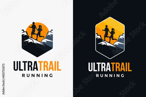 Fototapeta Badge patch emblem Outdoor Ultra Trail running logo vector set