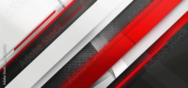 Fototapeta Red and white color background template with a diagonal line of red ribbon in the style of black and gray colors, business technology concept