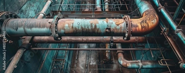 Fototapeta  industrial pipelines, reflecting the intricacies of modern manufacturing and energy.