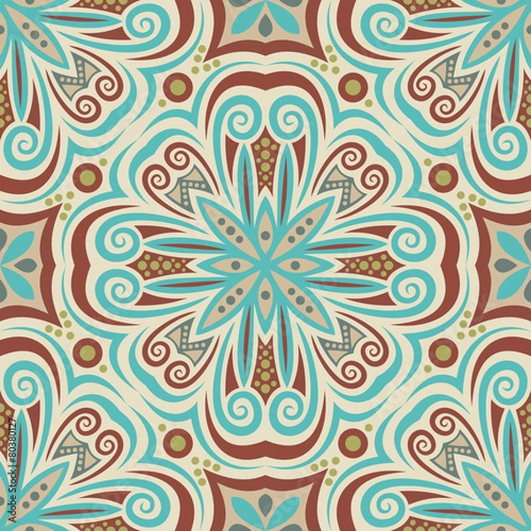 Fototapeta Abstract Colorful Damask Seamless Vector Background