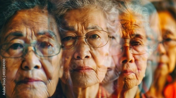 Fototapeta Wisdom in Unity: A collage of senior women, each portrait a testament to the power of diversity in combating racism.
