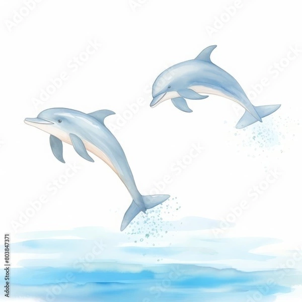 Fototapeta playful dolphins jumping in the ocean