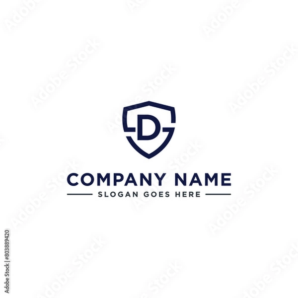 Obraz Initials Letter DS or SD linked overlapping Logo vector with letter N in the middle center of letter S shield badge-shape icon in blue deep color illustration
