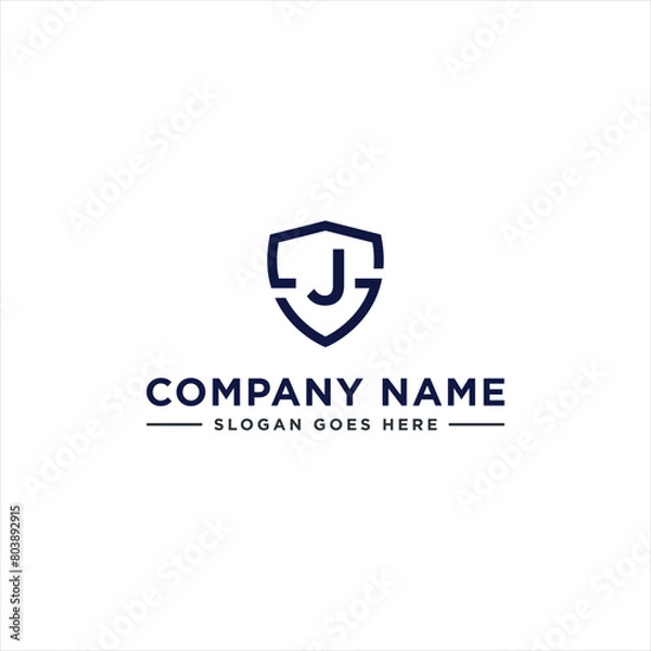 Obraz Initials Letter JS or SJ linked overlapping Logo vector with letter N in the middle center of letter S shield badge-shape icon in blue deep color illustration
