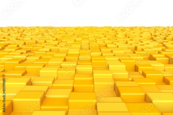 Obraz Abstract background, yellow cubes. DOF