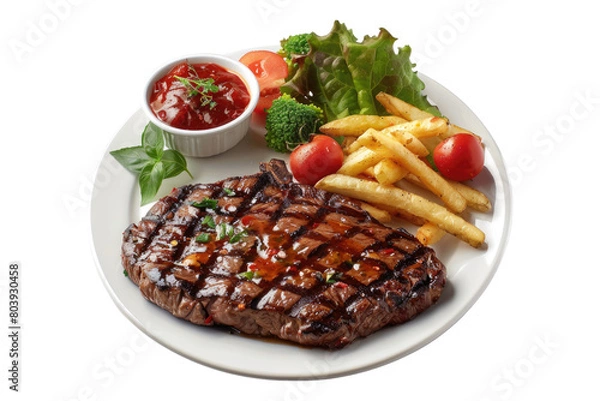 Fototapeta Steak piece isolated on transparent background