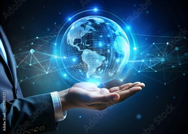 Obraz world connection globe in hands