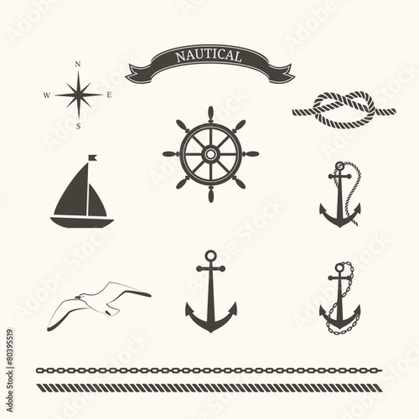 Obraz Vector set of nautical elements