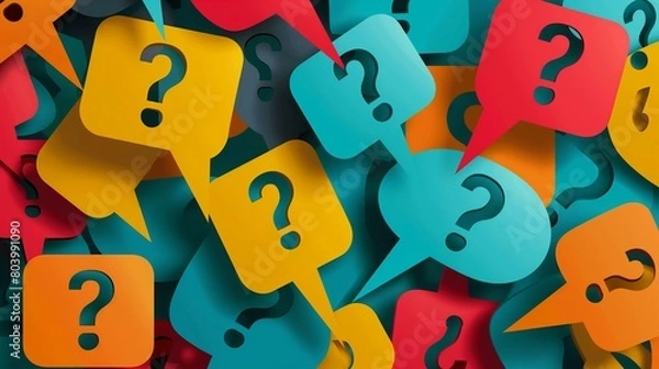 Obraz Colorful Speech Bubbles With Question Marks Concept Illustration