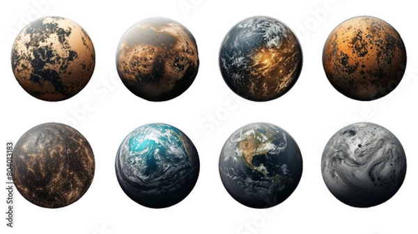 Fototapeta Set of fictional planets in a transparent background