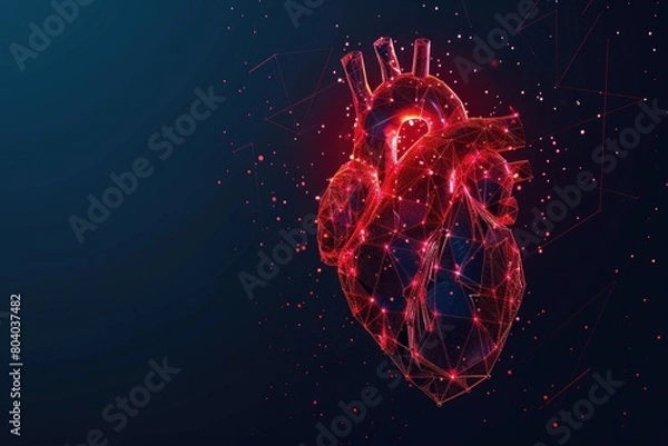Fototapeta A heart symbol connected to a network. Ideal for healthcare and technology concepts