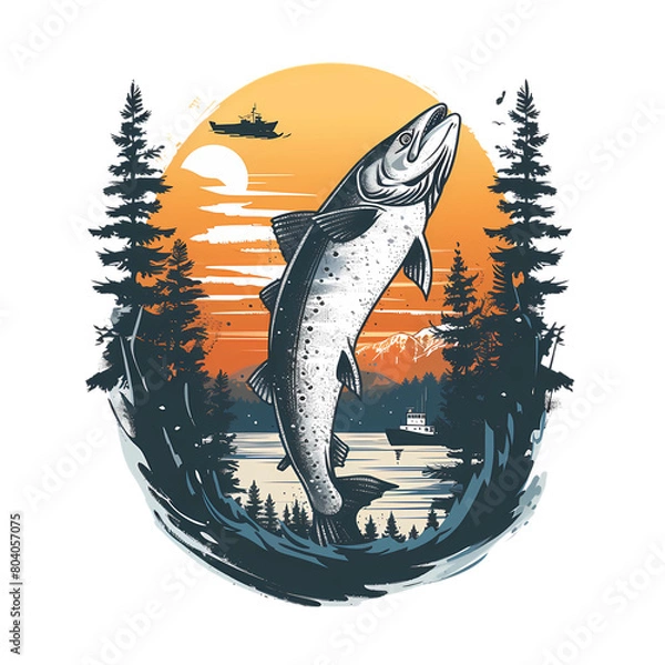 Obraz Fishing tshirt design