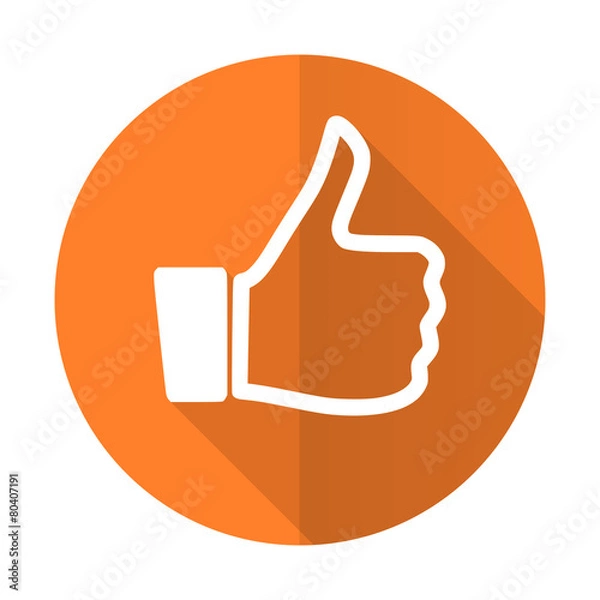 Fototapeta like orange flat icon thumb up sign
