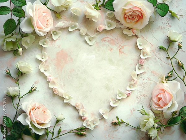 Fototapeta ピンクのばらのハート