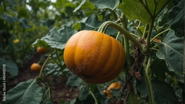 Obraz A ripe butternut squash on a vine