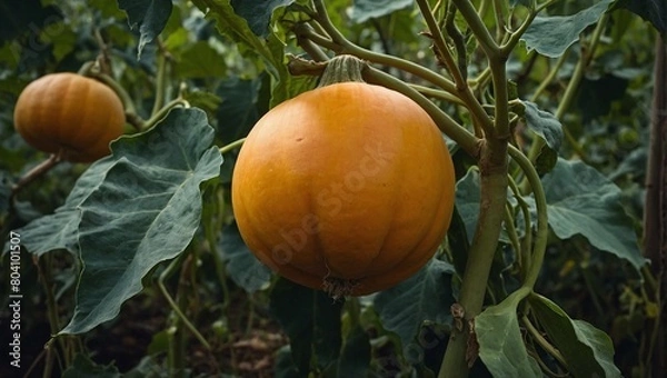 Obraz A ripe butternut squash on a vine