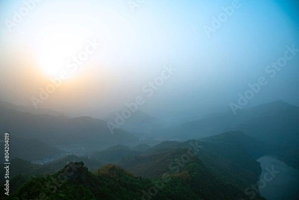 Fototapeta Roofji Mountain, Lu'an City, Anhui Province - the view of the mountain to the sky in foggy weather
