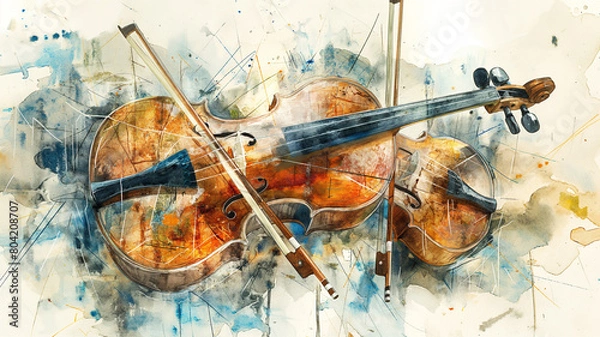 Obraz violon à l'aquarelle