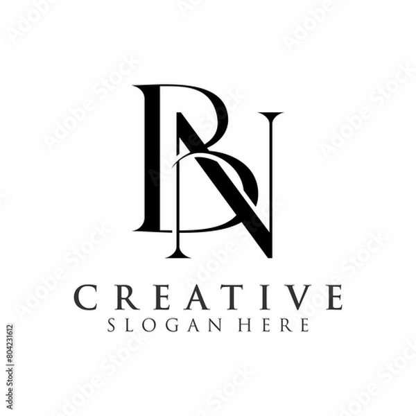 Obraz Modern Creative BN Logo Design. icon initial Based Monogram and Letters in Luxury vector.