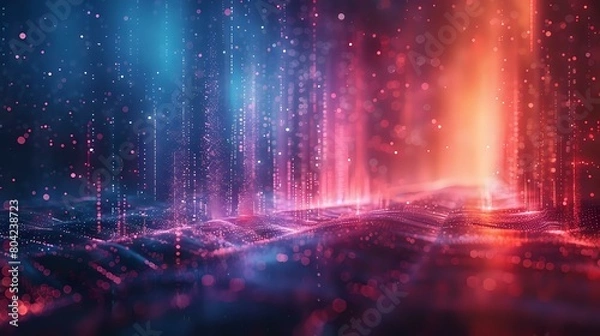 Obraz Vibrant Urban Night Skyline with Futuristic Digital Atmosphere