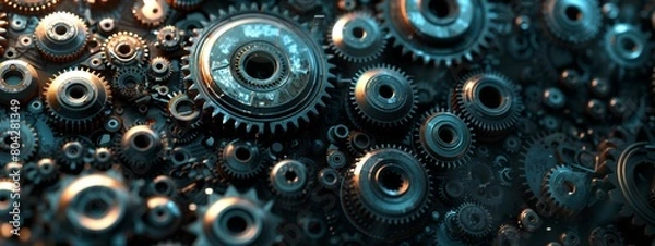 Fototapeta metal gears background 3d style.