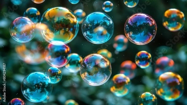 Fototapeta Floating Soap Bubbles in the Air