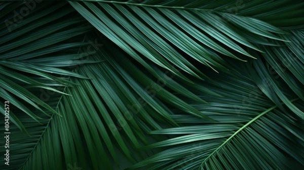 Fototapeta closeup nature view of green leaf and palms background. Flat lay, dark nature concept, tropical leaf