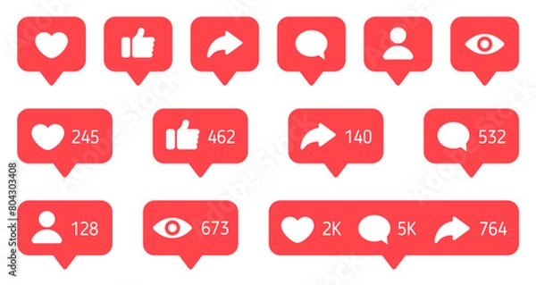 Fototapeta social media notification icon vector