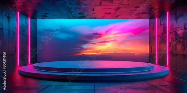 Fototapeta Futuristic Digital Display Platform for Product Showcase and Webinar Presentation