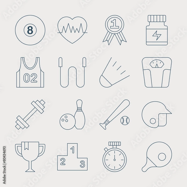 Obraz Sport line icon set
