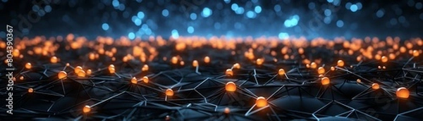 Fototapeta A glowing network of interconnected nodes.