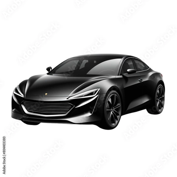 Fototapeta a 3d black car on Isolated transparent background png. generated with AI