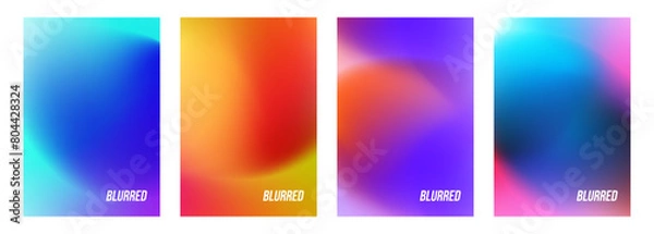 Fototapeta Set of vibrant blurred abstract backgrounds. Bright color gradients for creative graphic design. Vector illustration.