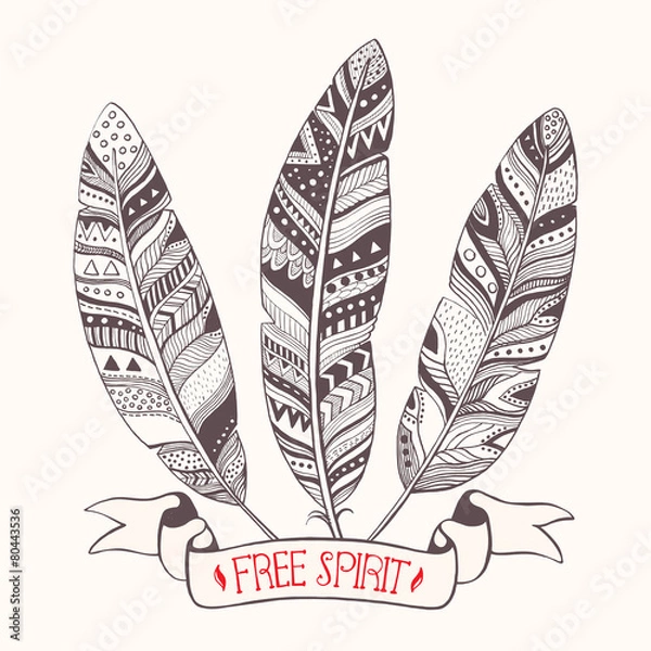 Obraz Ethnic feather set