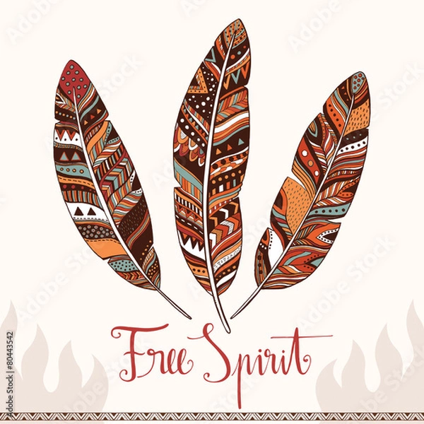 Obraz Zentangle feathers set