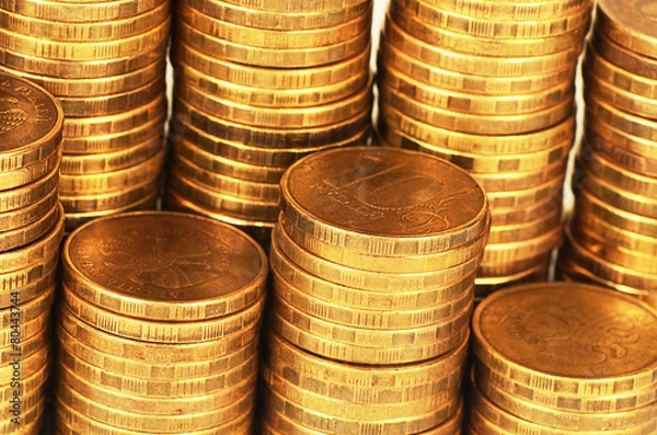 Fototapeta Gold money stack macro