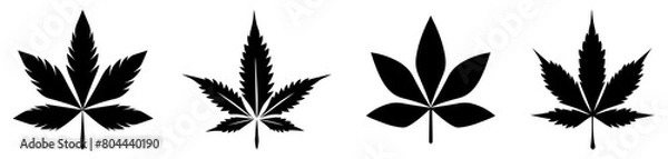 Fototapeta Cannabis hemp leaf icons. Vector illustration isolated on white background
