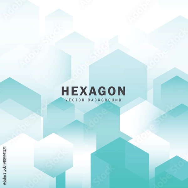 Fototapeta Abstract geometric hexagon shapes on white background with space for your text. Futuristic technology and science concept