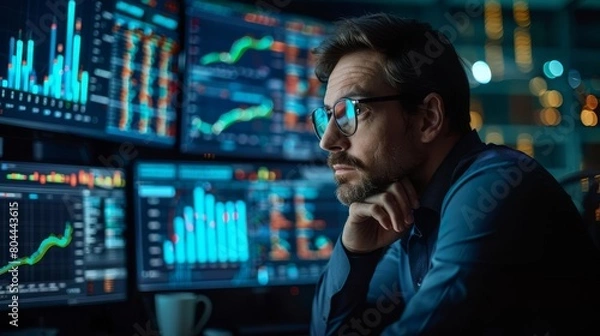 Fototapeta Financial analyst using metadata to structure and analyze vast amounts of financial transactions for fraud detection