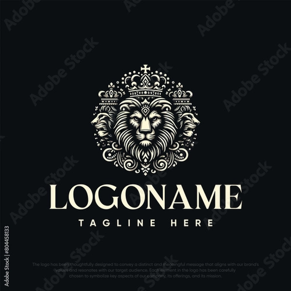 Fototapeta  Lion with crown logo template