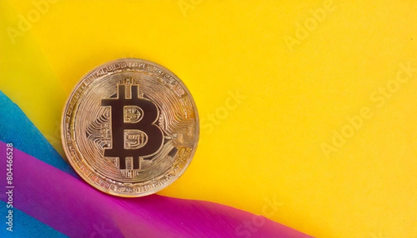 Fototapeta Bitcoins, banner with space for text