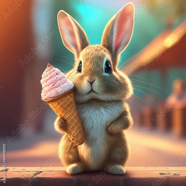 Obraz 아이스크림들고있는 토끼