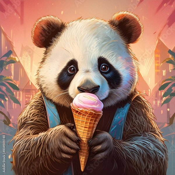 Obraz 아이스크림 들고 있는 판다