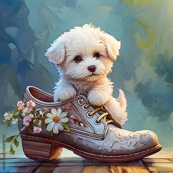 Obraz 신발 위에 있는 강아지