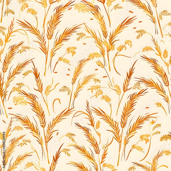 Fototapeta Pattern design, grain harvest theme, rice pattern. 