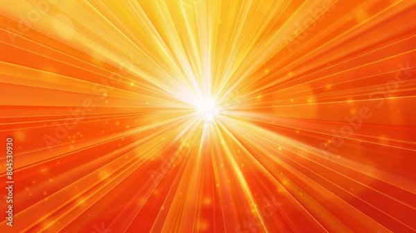 Fototapeta Vibrant orange background with rays of light radiating out from the center, creating an energetic and dynamic feel.